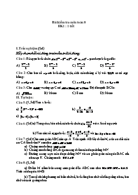 Bài kiểm tra môn Toán 8 (học kì I)